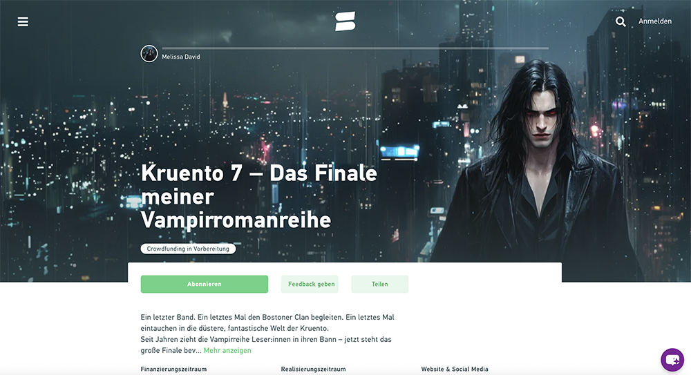 Startseite der Corwdfunding-Kampagne