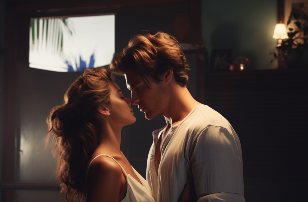 Ein Mann und eine Frau, die kurz davor sind, sich zuküssen.